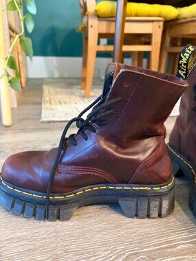 Dr. Martens Audrick Platform Boots Oxblood Burgundy Leather Size 9 Women Chunky